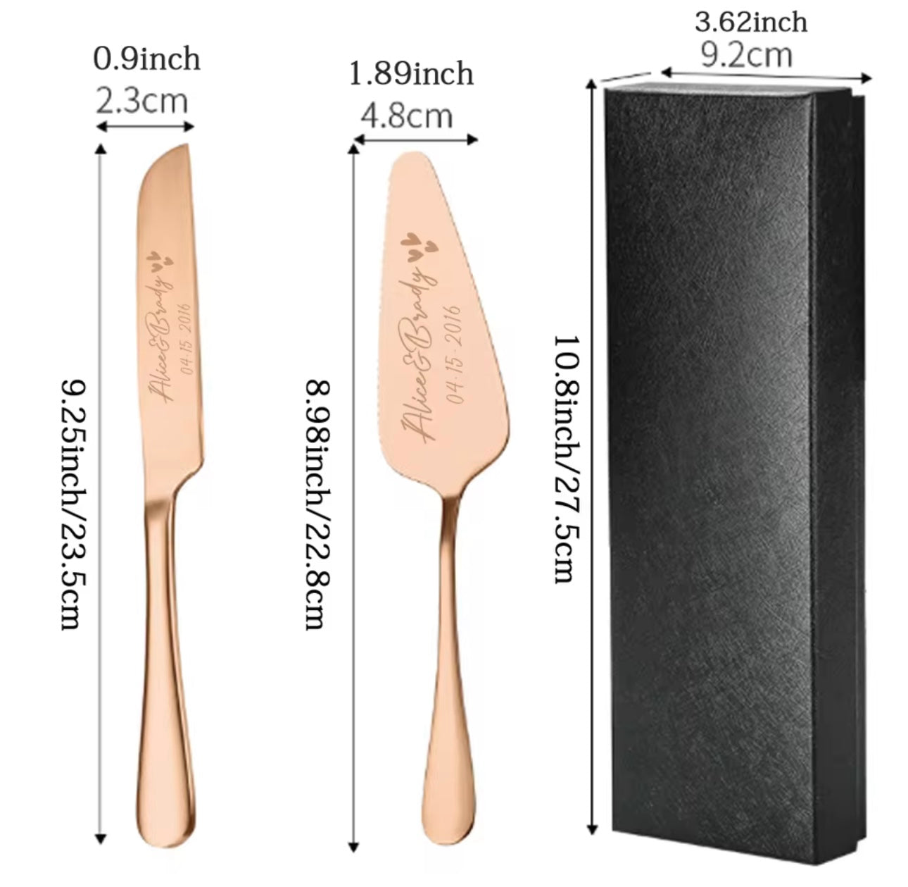Stunning Wedding Cake Slice Server and Knife Set | Personalised Wedding Cake Slice | Wedding Cake Knife | Gold | Silver | Rose Gold