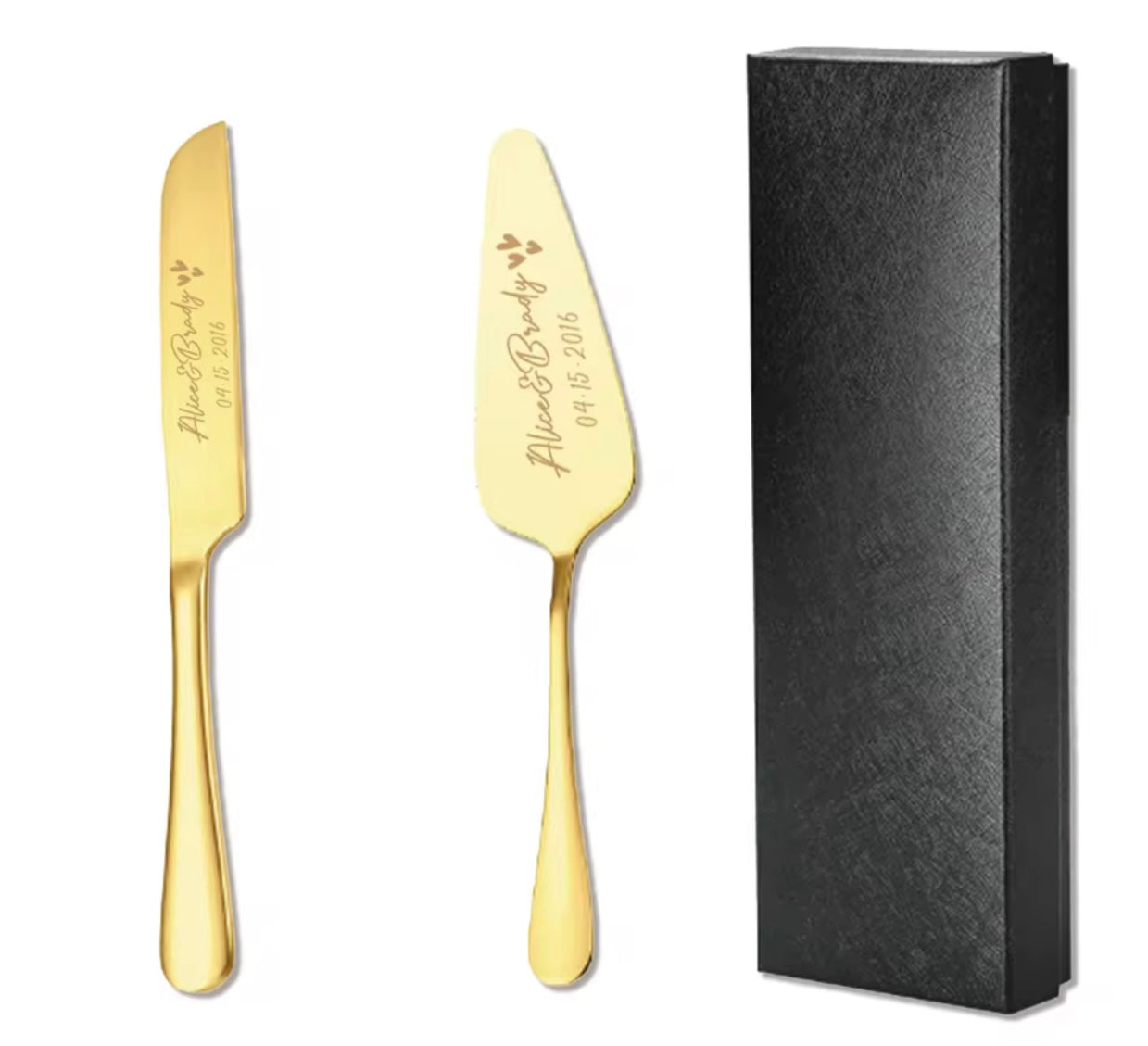 Stunning Wedding Cake Slice Server and Knife Set | Personalised Wedding Cake Slice | Wedding Cake Knife | Gold | Silver | Rose Gold