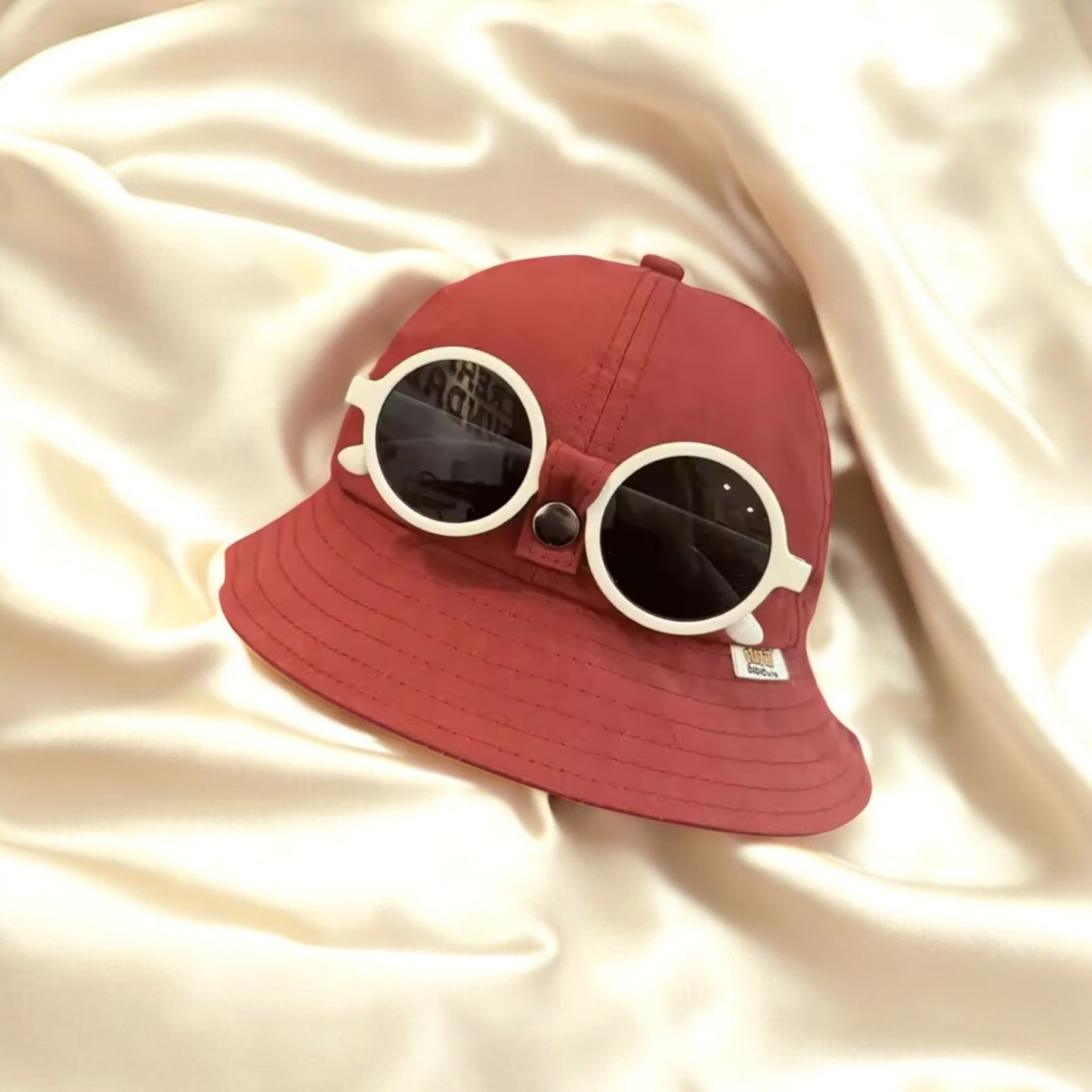 Summer Baby and Toddler Bucket Hat With Sunglasses Fits Ages 1- 4 Boys Sun Hat Large Brim Sunscreen Kids Hat