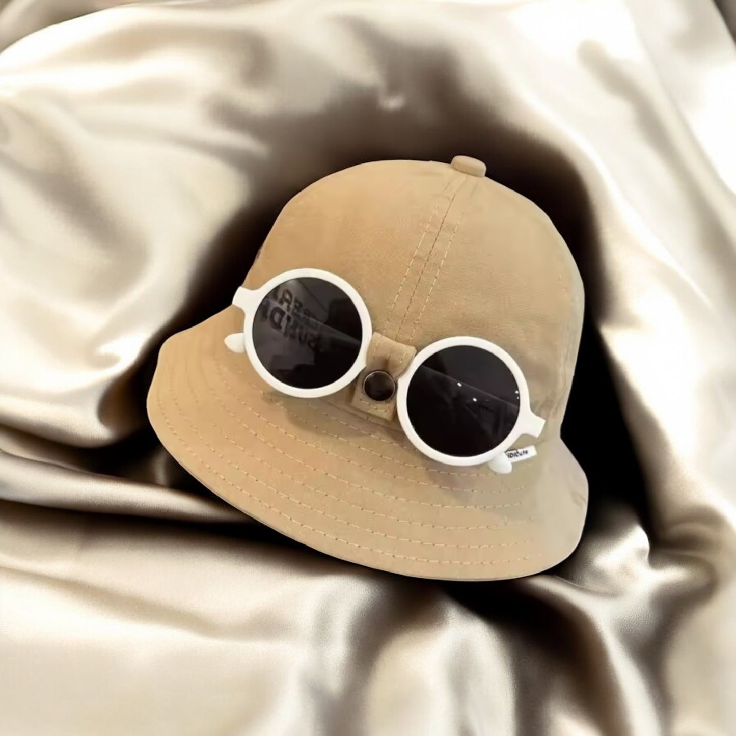 Summer Baby and Toddler Bucket Hat With Sunglasses Fits Ages 1- 4 Boys Sun Hat Large Brim Sunscreen Kids Hat