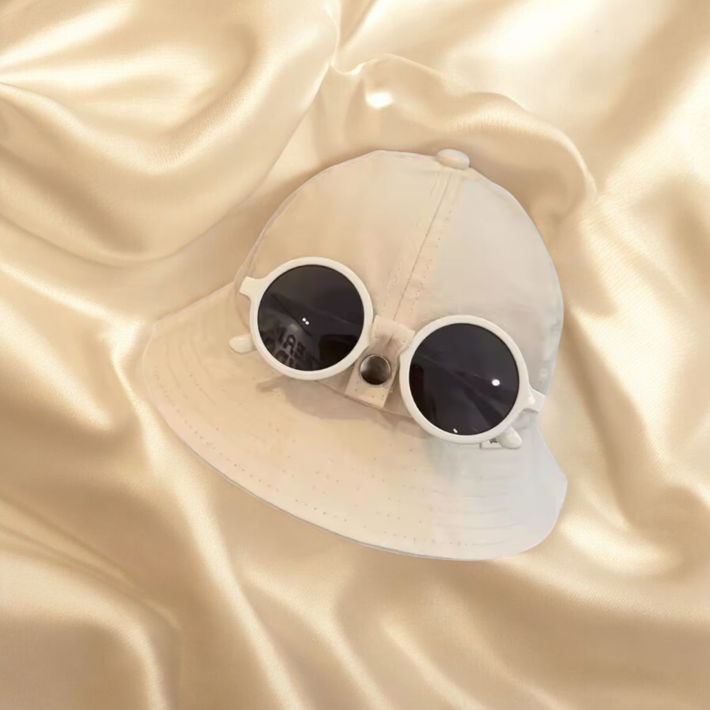 Summer Baby and Toddler Bucket Hat With Sunglasses Fits Ages 1- 4 Boys Sun Hat Large Brim Sunscreen Kids Hat