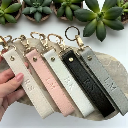 Handmade Vegan Leather Personalised Keyring Keychain Langyard | Personalised Wedding Gift | Personalised Wedding Favor | Personalised Gift