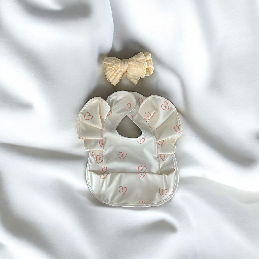 Waterproof Baby Weaning Bib With Cute Matching Bow Kids Infant Meals Bib Anti-dirty Saliva Bibs with Frill Angel Wings Baby Feeding Stuff Children Smock