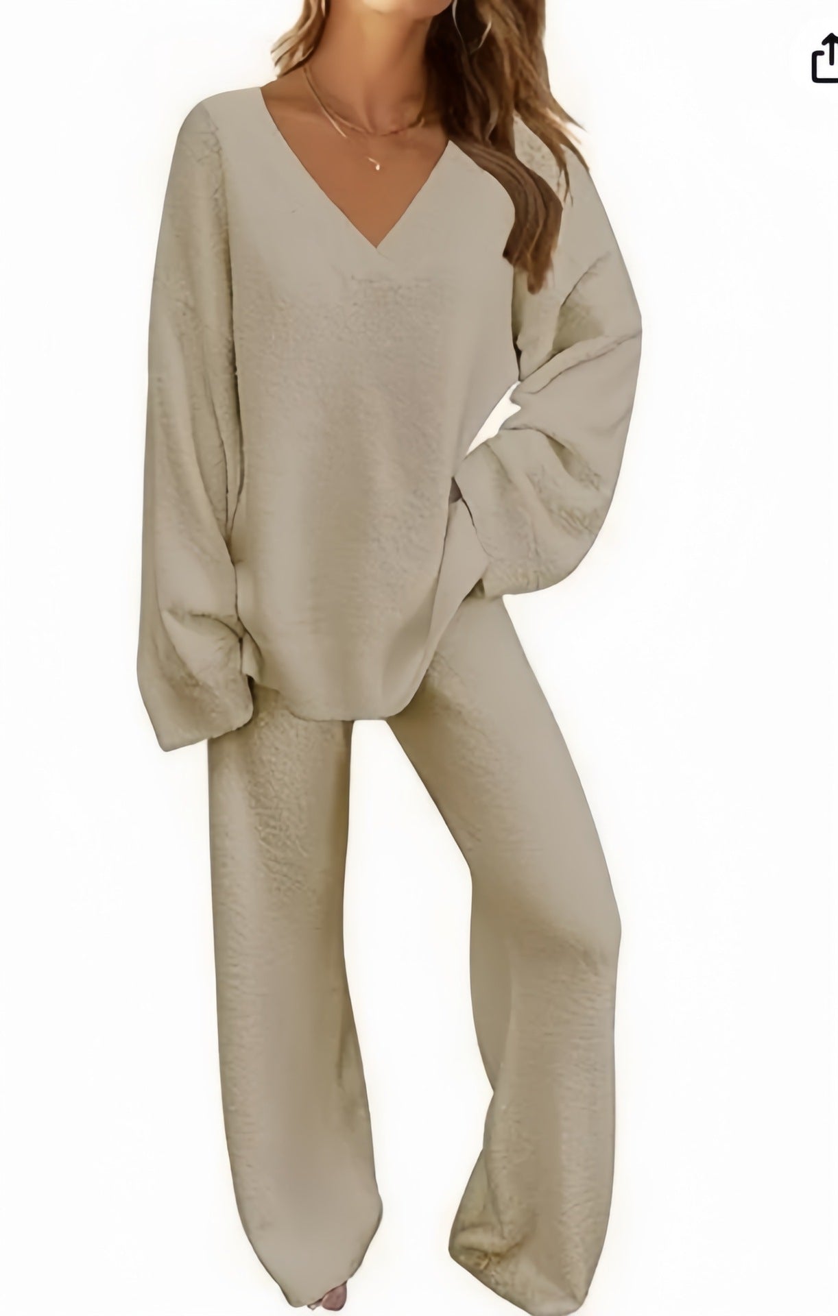 Womens Loose Fit Oversized Warm Cosy Two-piece Sweater & Lounge Pants Set, Loungewear set