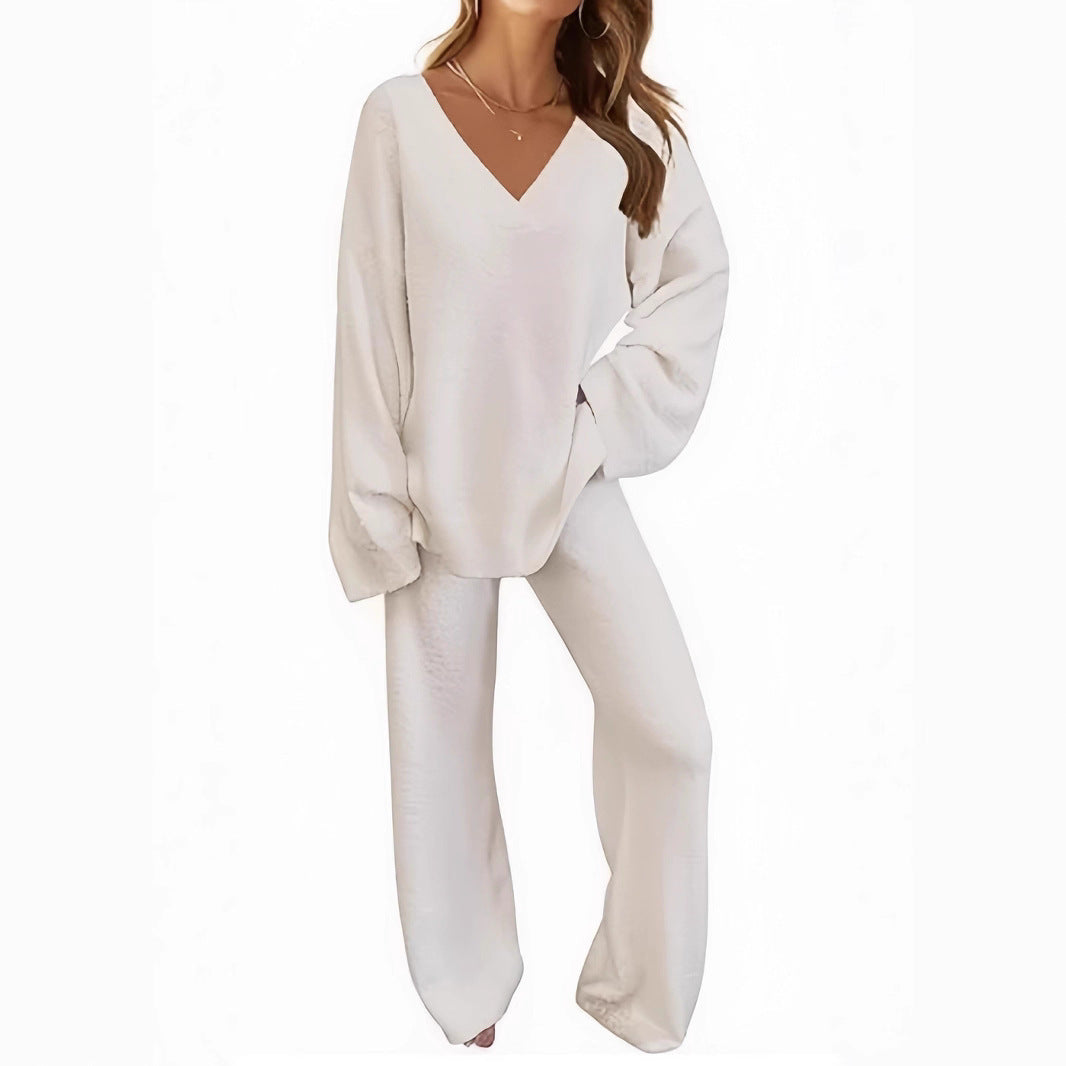 Womens Loose Fit Oversized Warm Cosy Two-piece Sweater & Lounge Pants Set, Loungewear set