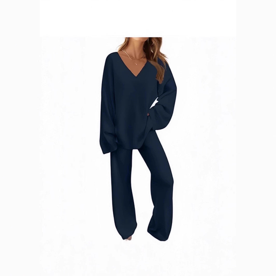 Womens Loose Fit Oversized Warm Cosy Two-piece Sweater & Lounge Pants Set, Loungewear set