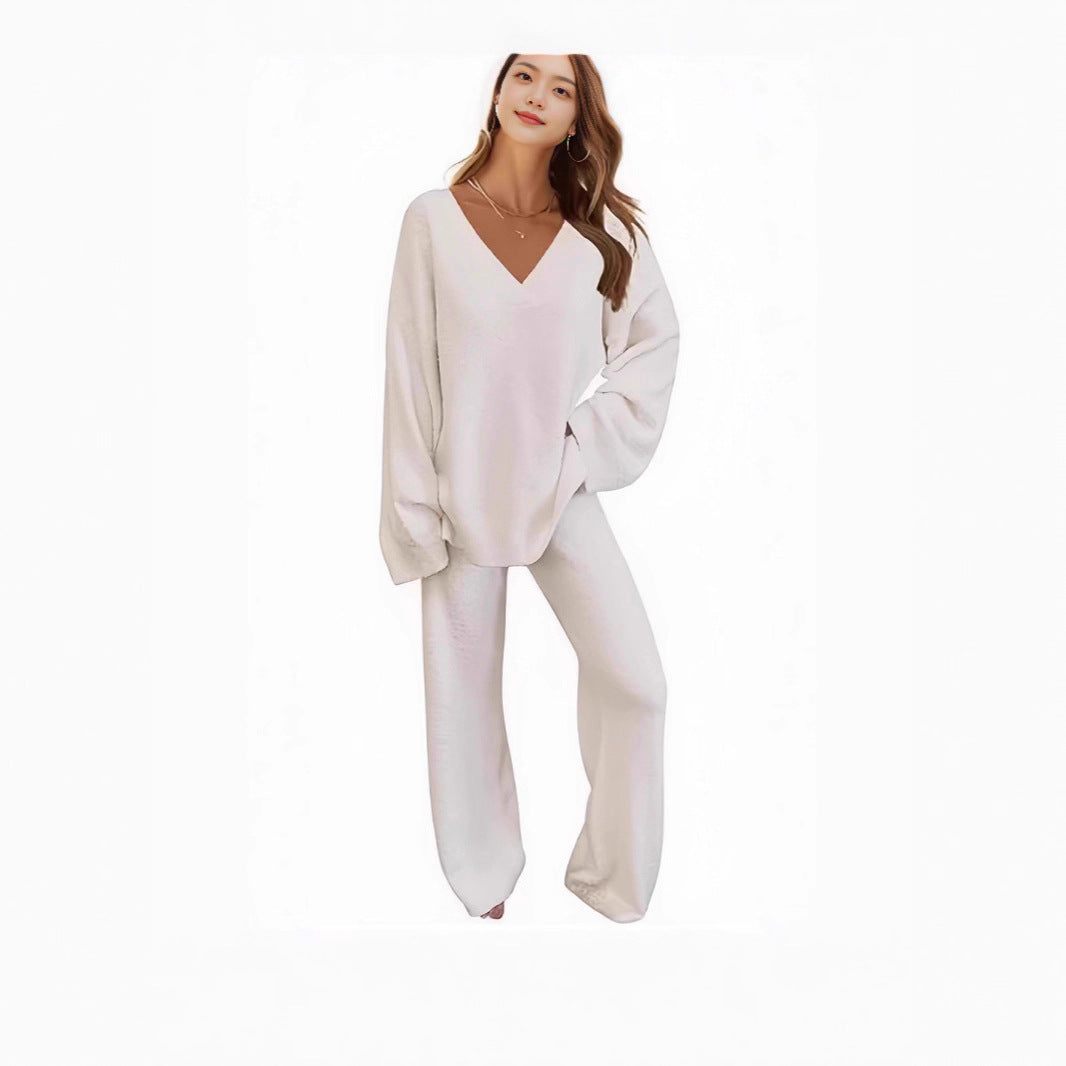 Womens Loose Fit Oversized Warm Cosy Two-piece Sweater & Lounge Pants Set, Loungewear set