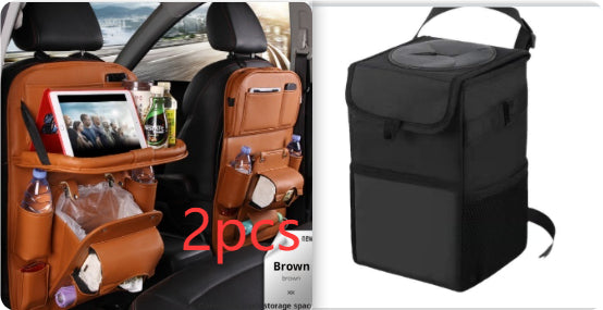 Practical Stylish Car Storage, Keep Your Car Neat And Tidy in High Quality Faux Leather, PU Leather Car Storage Bag Multifunction Seat Back Tray Hanging Bag Waterproof Car Organizer Automotive Interior Accessories