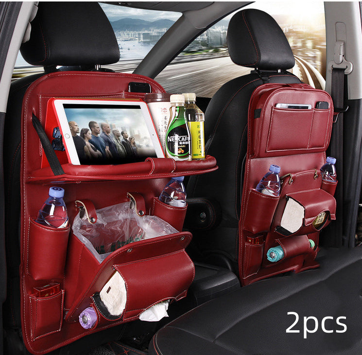 Practical Stylish Car Storage, Keep Your Car Neat And Tidy in High Quality Faux Leather, PU Leather Car Storage Bag Multifunction Seat Back Tray Hanging Bag Waterproof Car Organizer Automotive Interior Accessories