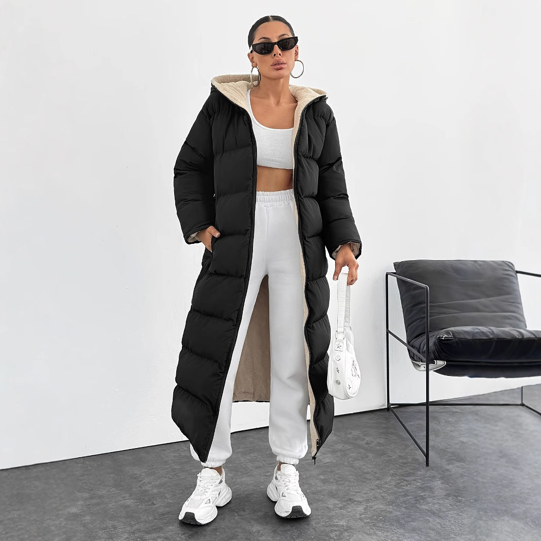 Long Below The Knee Hooded New Leisure Puffer Jacket Coat
