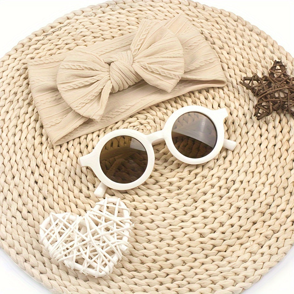 Cute Baby and Toddler Sunglasses and Headband Set 2pcs Baby Girls Bow Headband & Glasses Accessories