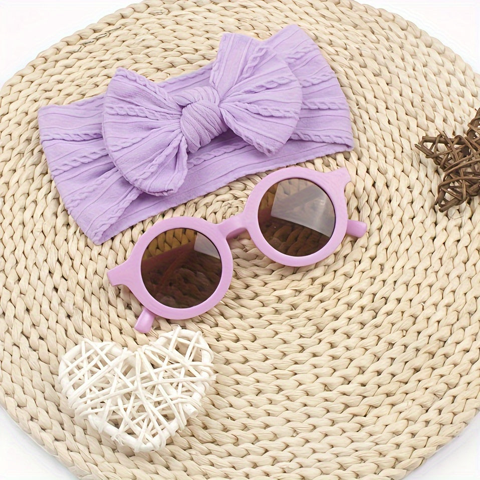 Cute Baby and Toddler Sunglasses and Headband Set 2pcs Baby Girls Bow Headband & Glasses Accessories