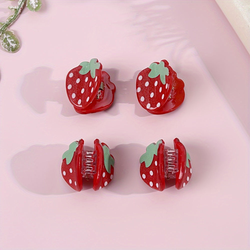 Pack 2 mini baby claw clips Sweet Strawberry Hair Clips Mini, Non-Slip Claw Clips in Cute Summer Strawberry Design -