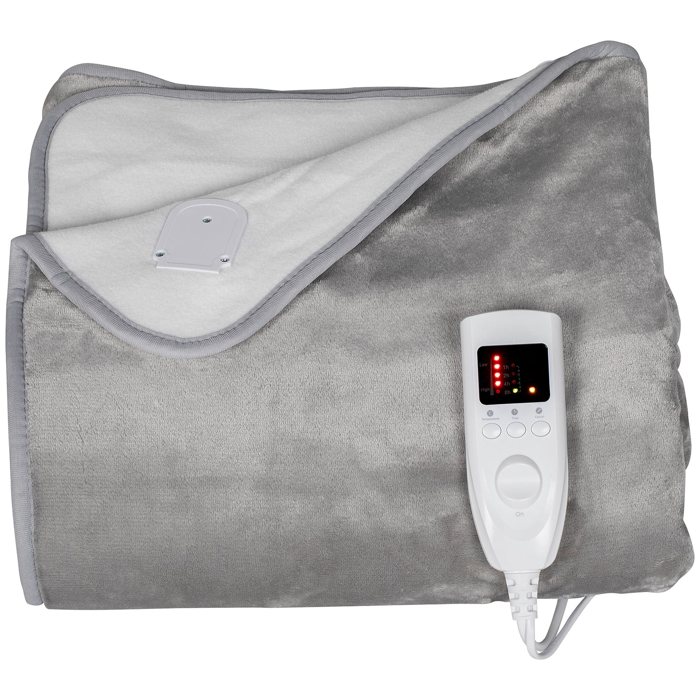 Cosy Fleece Electric Heated Blanket Throw 140 X 160cm With Dual Controllers, Machine Washable Heated Throw Blanket With Ultra Soft Flannel Fabric, 5 Heating Levels, 10 Hour Timer, Grey