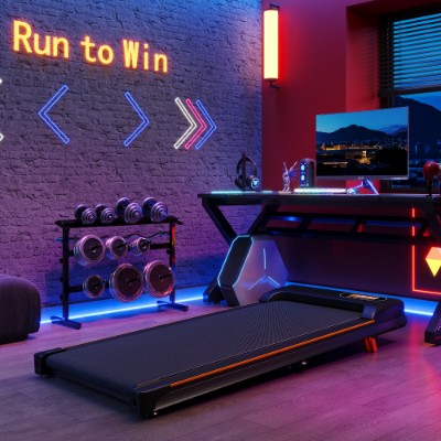 New 2026 Design Low Noise Sleek Easy to Use Folding Under Desk Walking Pad Treadmill With Adjustable Incline, 1-6 Km H Low Noise For Home  Office, LED Display, Magnetic Remote Control, Transport Wheels  Plug, Black.