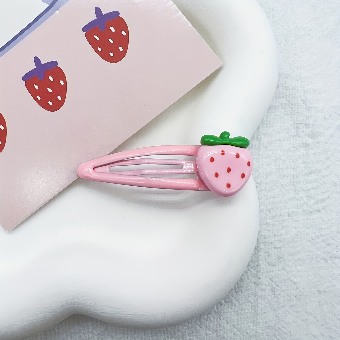 Set of 2Cute Strawberry Hair Clips for Girls aged 3-Adult. Adorable Fruit Strawberry Hair Clips Durable Plastic, Pink with Red Polka Dots, Perfect for Everyday Hairstyles, Hair Accessories for Girls