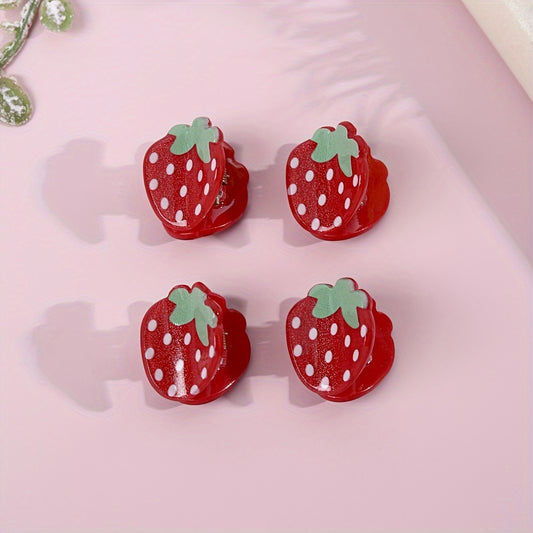 Pack 2 mini baby claw clips Sweet Strawberry Hair Clips Mini, Non-Slip Claw Clips in Cute Summer Strawberry Design -