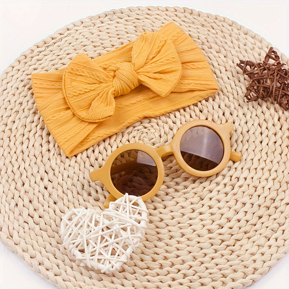 Cute Baby and Toddler Sunglasses and Headband Set 2pcs Baby Girls Bow Headband & Glasses Accessories