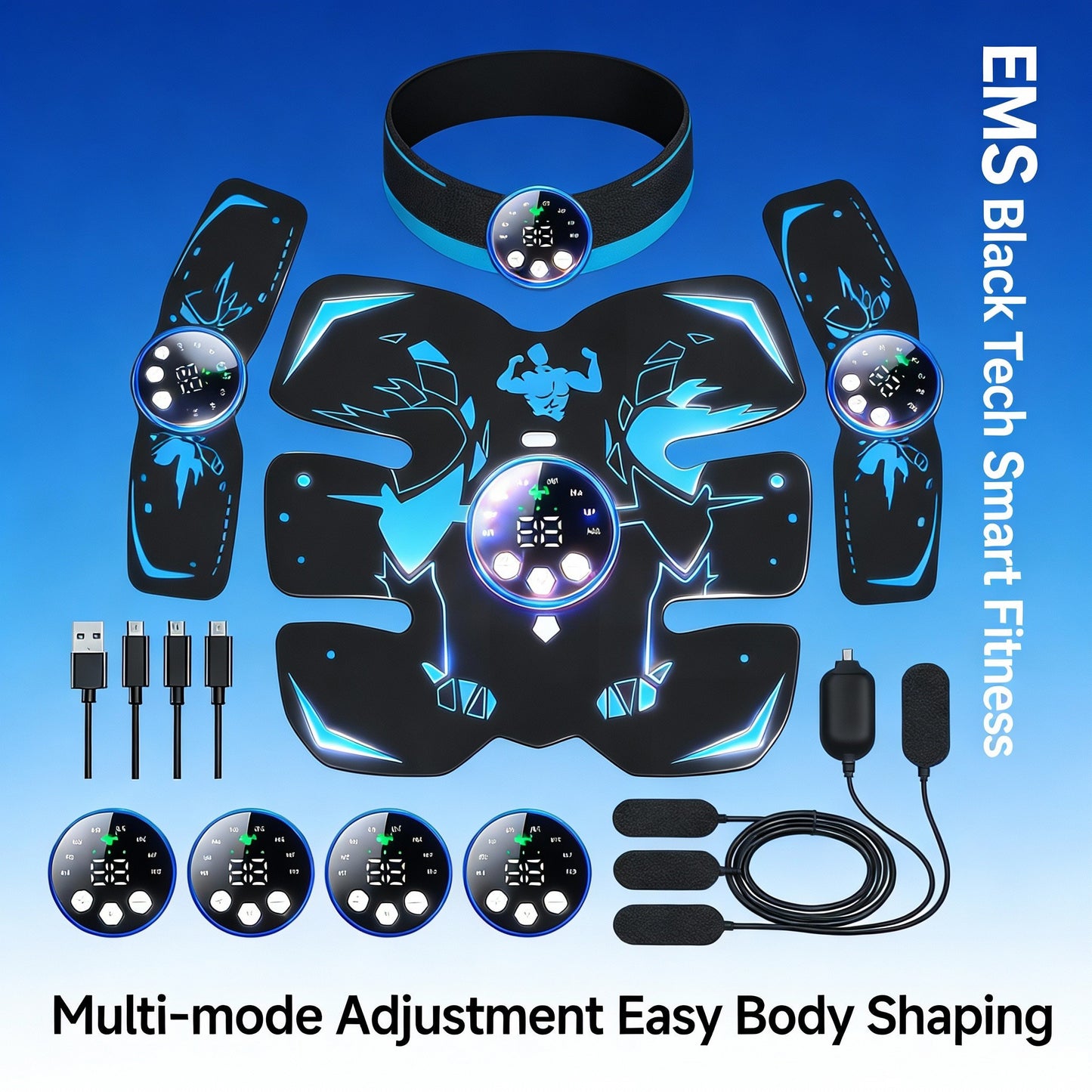 EMS Abdominal Muscle Toning Trainer Build and Maintain Muscle Mass ABS Stimulator AB Hip Arm Toner Fitness Belt