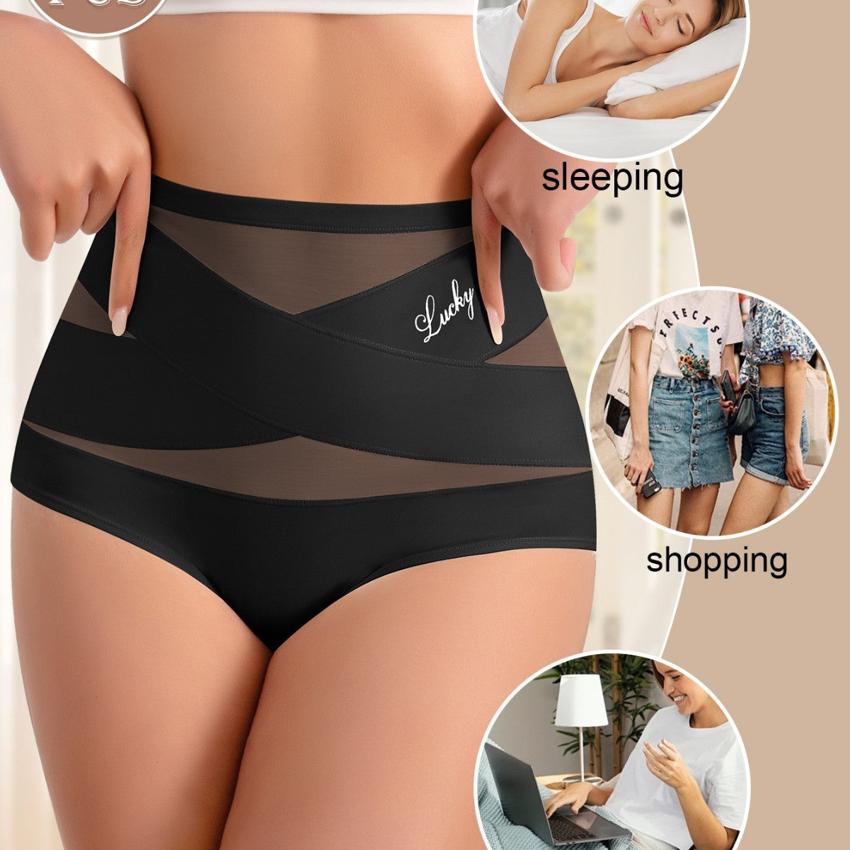 High Waist Seamless Belly Contracting Women's Bum Lift Knickers