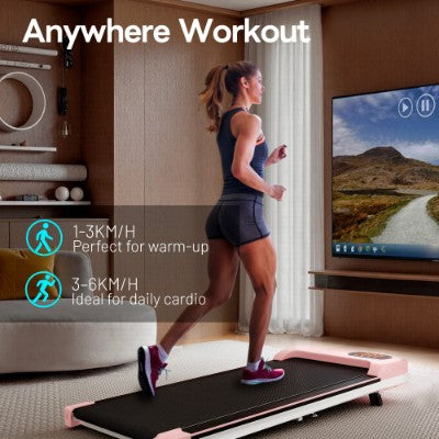 New 2026 Design Low Noise Sleek Easy to Use Folding Under Desk Walking Pad Treadmill With Adjustable Incline, 1-6 Km H Low Noise For Home  Office, LED Display, Magnetic Remote Control, Transport Wheels  Plug, Black.