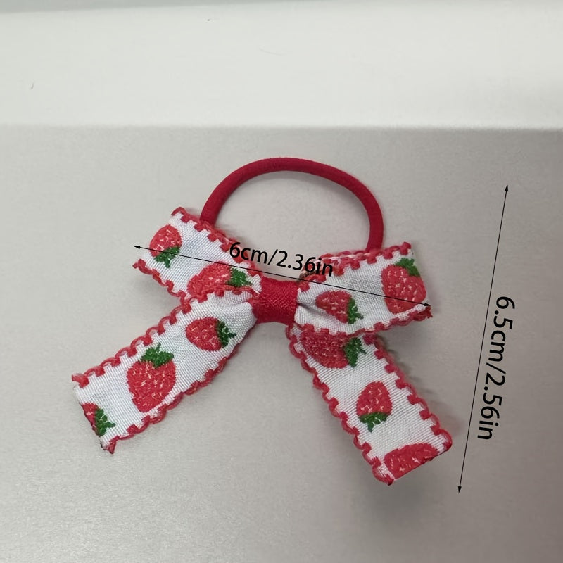 2 Pack Adorable Strawberry Hair Bobbles No Snag, Handmade in the UK Ponytail Hair Tie, Girls Hair Bobbles Baby Hair Bobbles