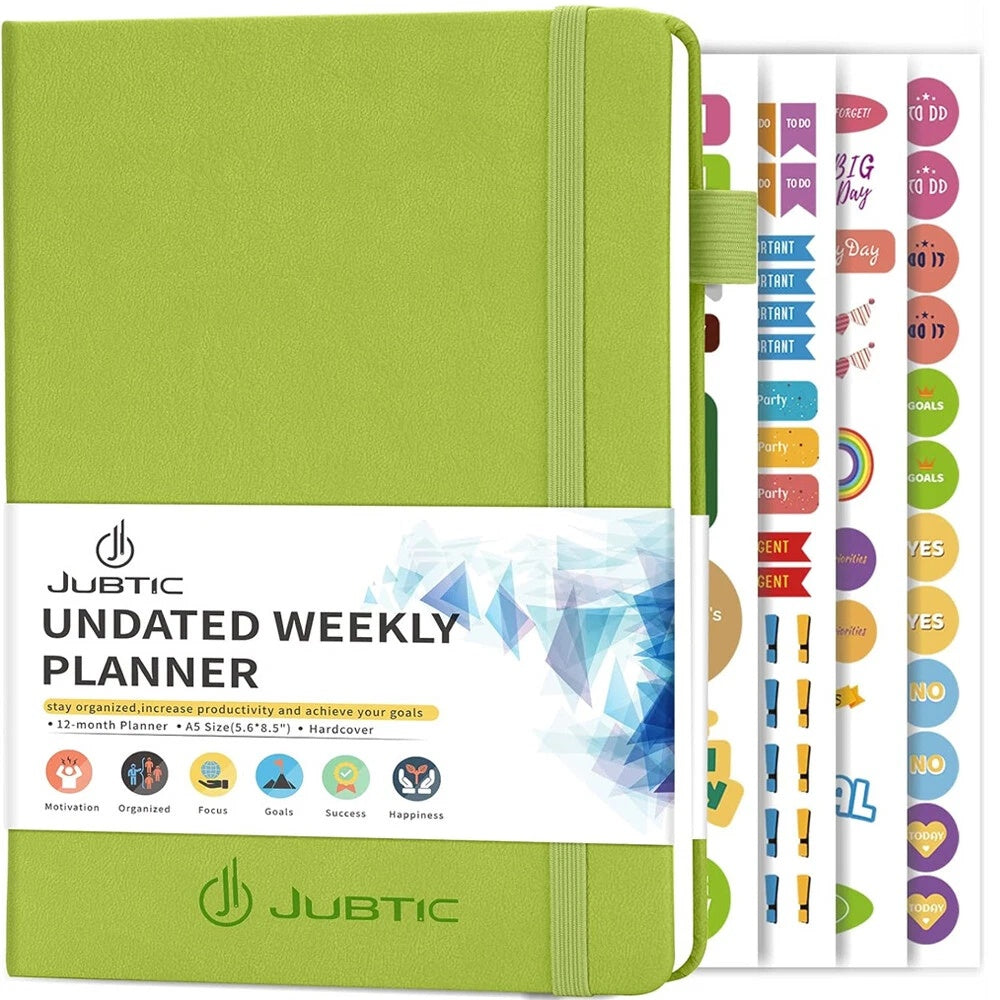 Jubtic Planner Pro Non-Dated Weekly Monthly Agenda Planner - A5 Appointment Book