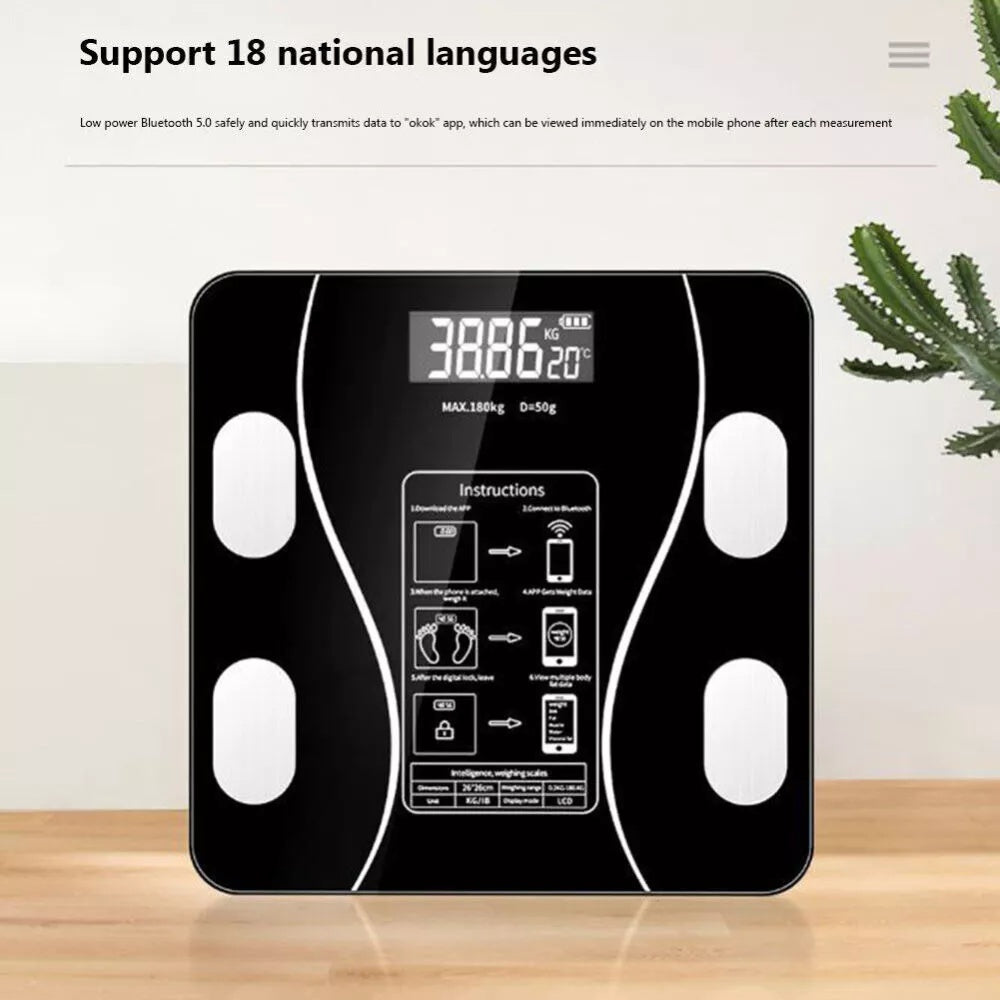 Bluetooth Body Fat Scale Weight Monitor Full Body Smart Scales Weigh Tracker Fat Loss 180kg Bluetooth Smart BMI Digital Bathroom Wireless Weight Scales